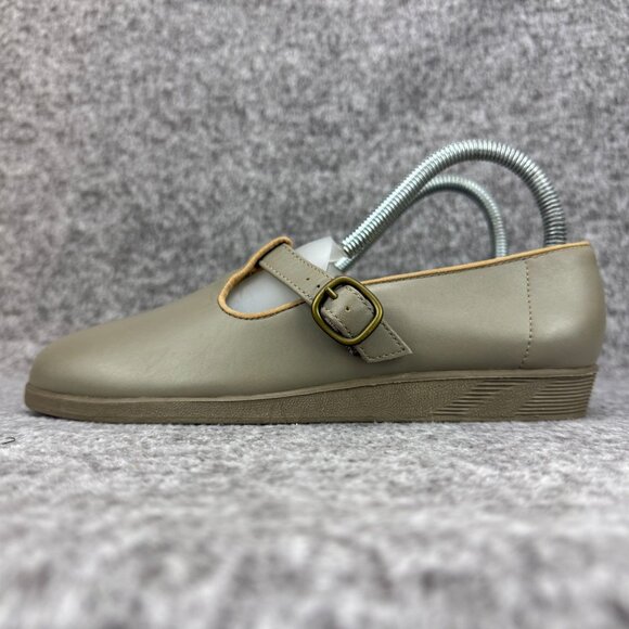 ✅Softspots Womens 6.5M Casual Gray/Tan Leather Low Wedge Shoes Mary Jane Flats - Picture 5 of 12